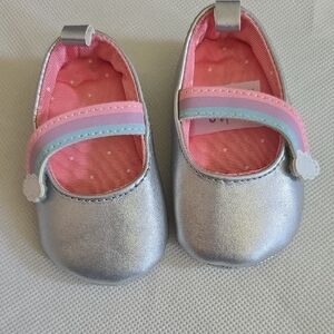 Carter's Silver and Pink Baby Walker Shoes with Velcro Strap
